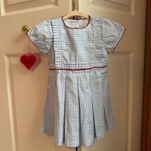 Gingham Pleated Dress, Blue (Cuclie)